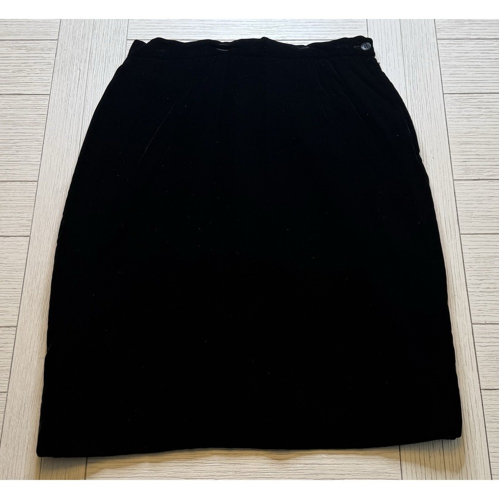 VTG Valentino Miss V Italian Blk Velvet Pencil Knee Length Skirt ViscoseRayon 12